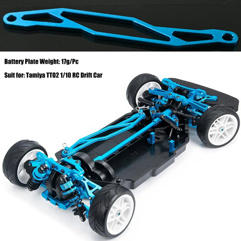 Aluminum Battery Holder Mount Plate For Tamiya TT02 RC Car Chassis, CNC Machined Upgrade, Easy Install on car chassis