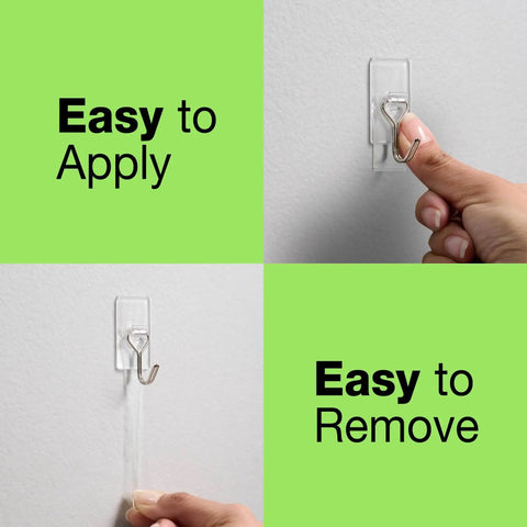Super Slick Clear Wire Wall Hooks With Sturdy Adhesive Pads - Zero Guesswork Damage Free Mounting - Solid Strength Holds Up To Two Pounds Each - Pull Off And Stick Anywhere For Easy Dorm And Apartment Organization - Set Of Six