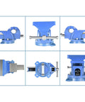 Multiple angles of Heavy Duty 6 Inch Bench Vise With Anvil And 360 Degree Swivel Locking Base For Clamping Tools Built From Tough Steel 5.9 Inch Jaw Opening Ideal Bench Clamp For Home Shop And Garage Projects