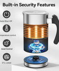 Electric Milk Frother For Home Coffee Barista-Quality Foam In Seconds Hot Or Cold Stainless Steel Warmer With Strix Controls