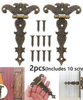 Two Piece Vintage Door Hinge Set For Cabinets And Wardrobes With Screws Old School Hardware Style For Furniture Durability