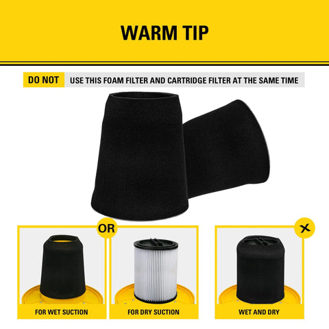 Foam Filter For 1 To 5 Gallon Wet Dry Vacuum High Efficiency Replacement Part with Usage Instructions