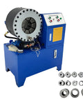 Electric Hydraulic Hose Crimper Machine 0.2 To 4 Inch Cap With 14 Dies For High Pressure Tubing Tool For Oil Gas Water Lines 220V Power Heavy Duty setup with crimping dies.