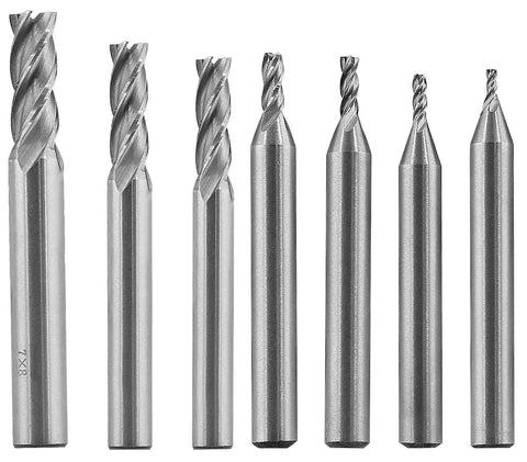 Seven Piece Straight End Mill Set With Four Flute Pro Grade Carbide Bits Square Nose Router Bits For Wood Metal Aluminum Steel Metric 1.5mm To 6mm Heavy Duty Milling Bits For Boss Level Precision