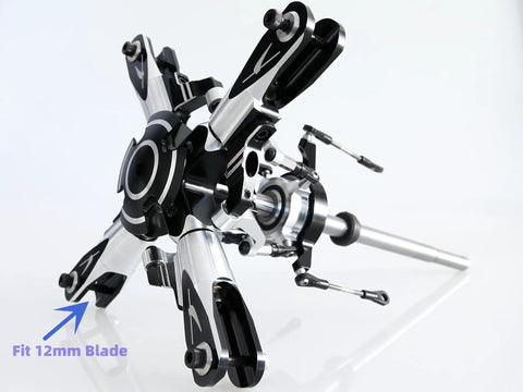 T Rex 600 DFC 4 Blade Flybarless Rotor Head Kit for Trex 600 RC Helicopter, CNC machined, durable alloy, 12mm blade fit