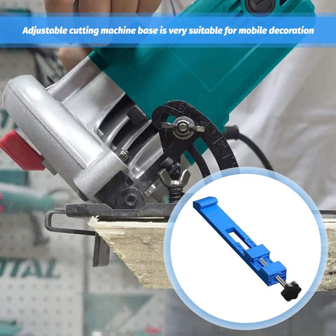 Adjustable Base Guide For Circular Saws with Precision Saw Guide Rail shown in use for wood cutting