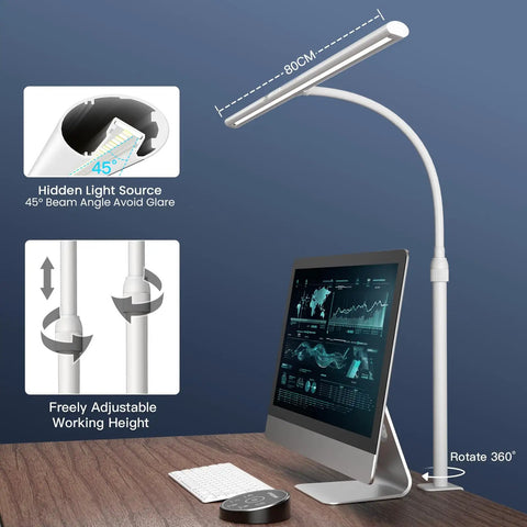 Ultra Wide Desk Lamp With Dope Gesture Control 31.5 Inch Wide 24W LED Dimmable Color Temperature Eye Caring Office Light shown.