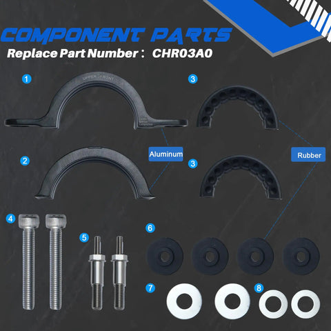 Component parts of Beefed Up Driveshaft Center Support Bearing Carrier Upgrade For Dodge Durango 2011 And Jeep Grand Cherokee WK2 2011 Plus