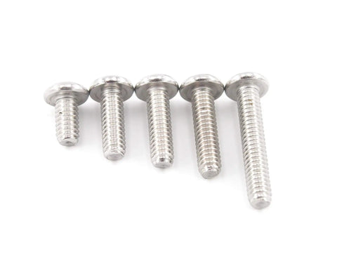 Top Tier 304 Stainless Steel Pan Head Screw Kit With Quarter Twenty Threads And Five Mixed Lengths, showing five varied lengths of screws.