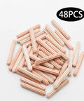 48 Pack 4mm By 25mm Dowel Pins With Fluted Beveled Ends For Tight Wood Joints And Shelf Support Hardwood Dowels