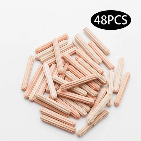 48 Pack 4mm By 25mm Dowel Pins With Fluted Beveled Ends For Tight Wood Joints And Shelf Support Hardwood Dowels