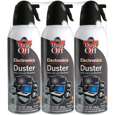 Image of three Compressed Gas Cleaning Duster 152a 10 Oz Can 3 Count With Bitterant for inhalant abuse deterrence.