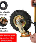 Set Of Four Rock Solid Pneumatic Caster Wheels With Smooth Rolling Rubber Tires For Cart And Furniture Moving Industrial Grade Hauling Gear With No Nonsense Real Deal Build close-up of caster wheel with inner tube and inflation hole