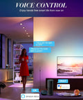 Smart Recessed Lighting 4 Pack Ultra Thin 4 Inch RGB LED Downlights with voice control via Alexa and Google Assistant in living room.