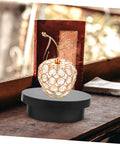Electric Rotating Jewelry Display Turntable Motorized Showcase Stand For Photography Props with decorative apple figurine.