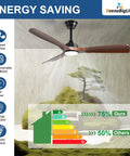 52 Inch Outdoor Ceiling Fan With Light Three Blade Modern Walnut Vibe Dimmable LED Lighting Remote Ultra Quiet DC Motor Reversible
