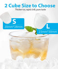 Countertop Ice Maker Delivers Bullet Ice In Just 6 Minutes, 26 Lb Per Day Capacity, image showing two ice cube sizes, small and large