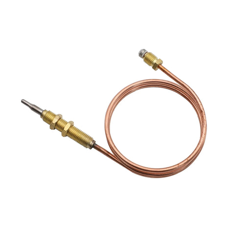 Coiled copper thermocouple sensor for propane BBQ grill, M8x1 thread, 24-inch length with brass fittings