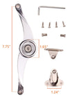 Lid Support Hinge Set For Cabinets And Toy Boxes, Folding Lid Stay Hinges With Buffer Damper, zinc alloy, installation hardware shown