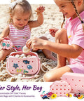 Girls on beach playing with Fifty Plus Piece DIY Wristbands And Purse Kit For Girls Create Two Silicone Purses Three Charm Wristbands