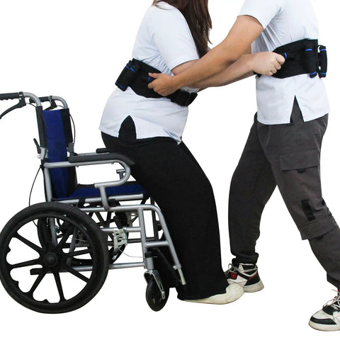 Caregiver using Seven Handles Gait Belt For Seniors With Quick Release No Fuss Adjustable Transfer Belt For Elderly And Disabled.