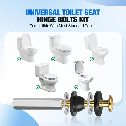Universal Toilet Seat Bolt Kit With Copper Plated Screws Long Lock Nuts And Rubber Washers For A Rock Solid Rustproof Bathroom Repair Heavy Duty Replacement That Fits Most Seats And Stops Wobble And Slide compatibility with different toilets