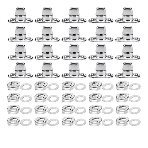 Twist-lock fasteners with washers, marine-grade stainless steel for canvas boat covers, 30 sets