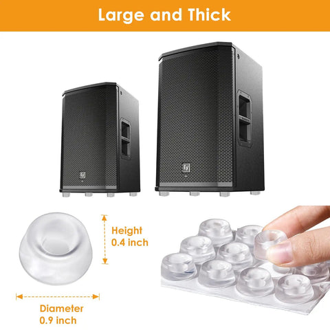Clear Self Adhesive Rubber Feet And Cushion Bumper Pads With Hella Sticky Mounting Tape Designed For Heavy Electronics And Kitchen Appliances Providing Rock Solid Anti Skid Grip To Safeguard Delicate Floor Finish under speaker stands.