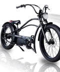 Heavy Duty 26 Inch Fat Tire Electric Bike For Adults With 750W Motor And 960Wh Battery, black chopper style, side view.