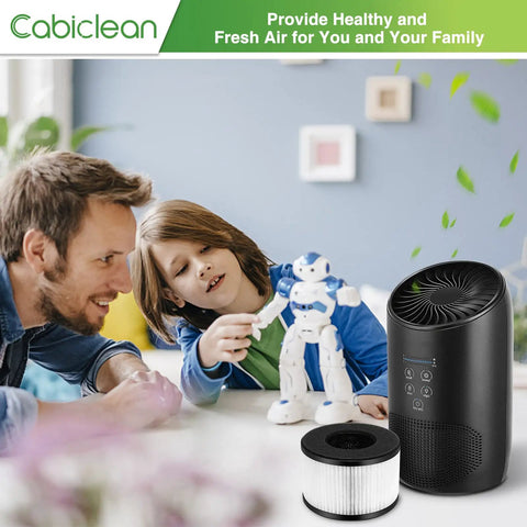 Father and child with air purifier and two pack replacement filters for BS 03 air purifier works with Part U Part X and Slevoo BS 03