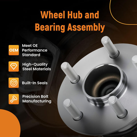 Close-up of rear wheel hub and bearing assembly beefed up for Pontiac Vibe 2009 2010 Toyota Corolla 2009 2019 Toyota Matrix 2009 2014
