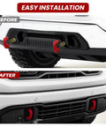 GMC Sierra 1500 Tow Hook Covers For Vertical Tow Hooks 2019 To 2026 Front Hitch Cover Upgrade Red Car Accessories Before & After