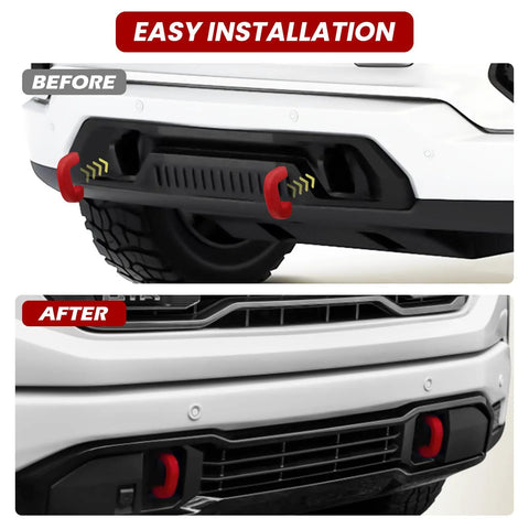 GMC Sierra 1500 Tow Hook Covers For Vertical Tow Hooks 2019 To 2026 Front Hitch Cover Upgrade Red Car Accessories Before & After