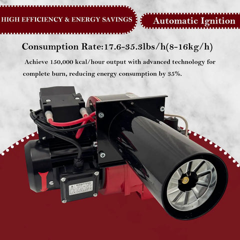 Heavy Duty Single Stage Burner Light Oil Heater Featuring Kickstart Automatic Ignition For Industrial Boilers Kilns And Textile Setup, close-up view.