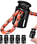 Ten Pack Paracord Cord Locks For Drawstrings Plastic Cord Lock Toggle Spring Stopper Clasp Easy Install Elastic Shoelace Tie Locks For Sweatpants Hoodies Shoes And Bungee Gear Ends Replacement Fits Up To 4.5 mm Rope, black plastic