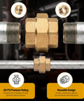 Top Shelf One Point Five Inch Brass Pipe Unions For 125 Psi Loads With Female Threads and a reusable design connecting steel pipes.