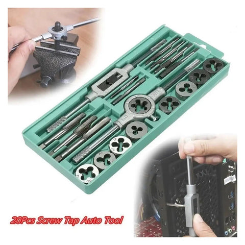 Professional Alloy Steel Tap Die Set In M3 To M12 Metric Sizes For Heavy Machining Jobs Build Strong Threads By Hand Or Machine With Tough Tools That Get The Job Done Smooth And Fast. 20-piece tap and die set in case