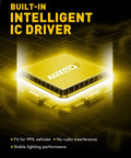 Close-up of built-in intelligent IC driver for H11 H8 H16 LED Fog Light Bulbs 6000 Lumens 6500K Cool White CSP Chips.