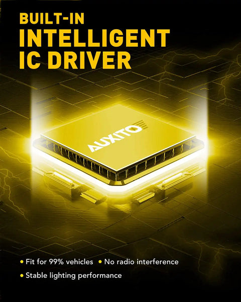 Close-up of built-in intelligent IC driver for H11 H8 H16 LED Fog Light Bulbs 6000 Lumens 6500K Cool White CSP Chips.
