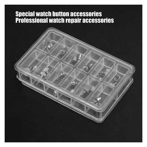 12 Types 24 Piece Pro Grade Watch Push Button Repair Kit Stainless Steel Waterproof Durable Tools in clear box