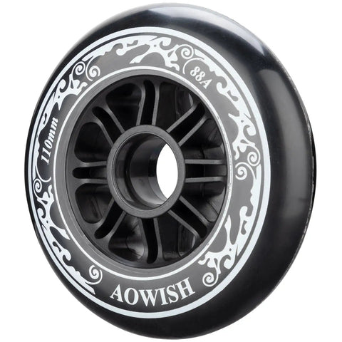110mm Inline Skate Wheels 88A Outdoor Replacement Wheels Set of 3 for Roller Blades Black, no bearings or spacers, side view