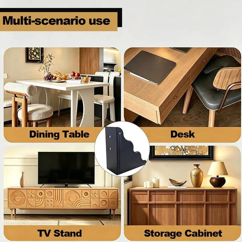 Keep Your Walls Pristine With These Tough Black Metal Corner Protectors Featuring Rust Resistant Build And Slick Smooth Edges For 3.7 Inch Wall Edge Shield Four Pack displayed on different furniture.
