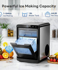 Quiet Nugget Ice Maker For Countertop With 44 Lb Daily Capacity on kitchen counter, open door showing ice bin filled with pebble ice.