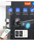 Smooth Operator Fingerprint Door Lock Handle Deadbolt With App Control Digital Password And Ic Card Access For Total Home Security Glow Up Quick Install Keyless Entry System close-up on fingerprint scanner and app control features