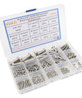 Top Shelf 304 Stainless Steel Button Head Hex Socket Cap Screws Assortment Kit With Two Hundred Thirty Five Pieces And Fourteen Sae Inch Threads For Garage Fixes With No Sweat in storage case.