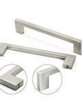 Square Drawer Pulls Two Pack Stainless Steel Cabinet Handles For Kitchen And Home Furniture, shown with brushed nickel finish