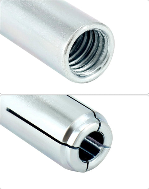 Close-up of 50 Pcs Drop-In Anchors Set 1/2-13 Inner Female Thread Expansion Anchors Zinc Plated for solid concrete use.