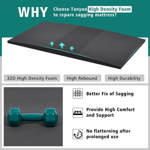High Density Foam Bed Support Pad Slays Sagging Mattresses With No Sweat Setup And Reinforced Flat Top that shows 32D foam slab for twin beds.