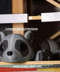 Black PETG Filament 1.75mm 1kg Beefed Up High Speed Formula Up To 300mm Per Second, 3D printed raccoon figure demonstrating detail