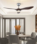WEvalMC Ceiling Fan with Light 48 inch Reversible Motor for Living Room in modern dining area with gray chairs.
